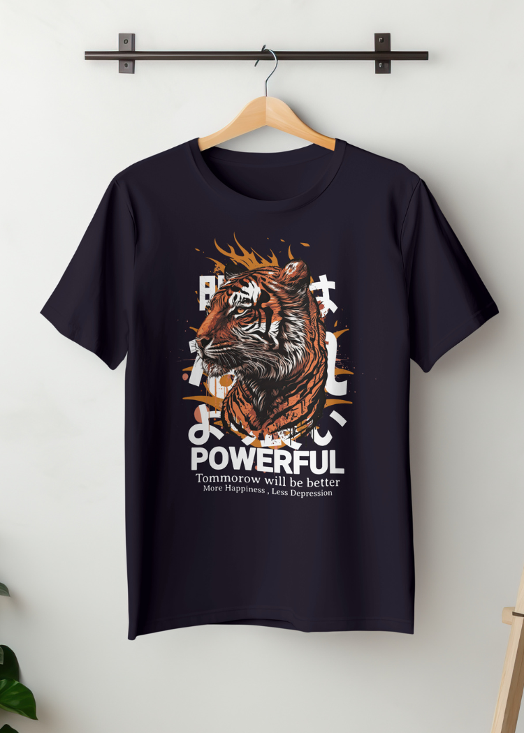 Powerful Tiger Graphic Motivational T-Shirt