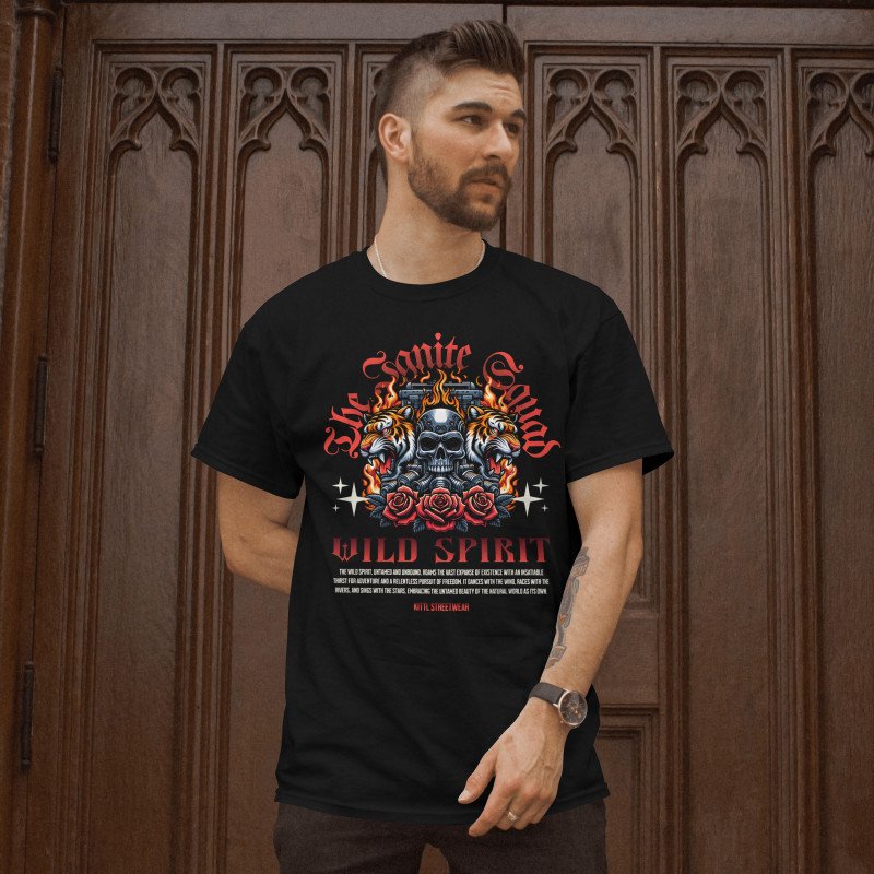 Wild Spirit Ignite Squad Graphic T-Shirt Mockup – Streetwear Style